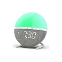 Lichtwecker mit Sonnenaufgangssimulation Farbige RGB Beleuchtung 7 Weckmelodien Schlummerfunktion Durchmesser 13 cm Grau und Weiß Nachtlicht 3