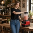 Licuadora de mesa 2 en 1 2000 W con gran recipiente y molinillo de ingredientes secos Regulación de velocidad Roja Para batidos y bebidas frías Robot 7