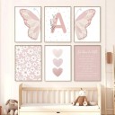 Lienzo decorativo para pared 50 x 70 cm Letra A con motivo floral Gran póster decorativo sin marco Para habitación de niña y niño 3