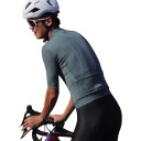 Ligero y transpirable maillot de ciclismo para hombre con manga corta y cremallera de longitud completa con mangas de malla y bolsillo 15