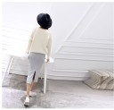 Light Grey Women's Pencil Skirt with Slit Midi Length 70 cm Stretchy Opaque Cotton Universal Size for Waist 60 to 90 cm 3
