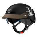 Light Summer Helmet with Built-in Tinted Visor, Removable Peak and Breathable Liner, ABS and EPS Shell with Size Adjustment Wheel. 1