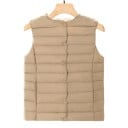 Light Women's Down Gilet with Round Neckline and Snap Fastening Horizontally Quilted with Vertical Seams on the Front Panels 10