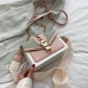 Lille dames crossbody taske med klap Guldspænde med kæderekke Rem med kædrem og bred tekstilrem PU læder 20 x 15 x 7 cm Til byen 4