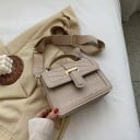 Lille dames crossbody taske med klap og håndtag Krokodillemønster Guld metalspænde Bred justerbar rem PU-læder 19 x 13,5 x 6,5 cm 2