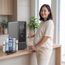 Limpiador de agua de cocina con ósmosis inversa, pantalla TDS, relación de desagüe 2:1, 800G 2,1 l/min, filtración RO de 4 etapas, negro, bajo fregadero 2