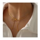 Linearer Halsreifen 41,5 + 5,5 cm Edelstahl Schleife Feiner Modeschmuck für Frauen Verstellbares elegantes Accessoire 7