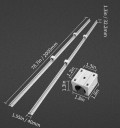 Lineárne vodíce lišty SBR16 sada 2000 mm 2 koľajnice a 4 ložiskové bloky rozmery 2000 x 40 x 32,2 mm strieborné pre posuv 2