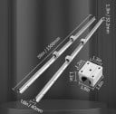 Lineární vodicí lišty SBR16 sada 1500 mm 2 kolejnice a 4 ložiskové bloky rozměry 1500 x 40 x 32,2 mm stříbrné pro posuv 2