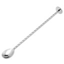 Lingură de amestecat pentru cocktailuri cu zdrobitor plat pentru mentă Mâner spiralat Oțel inoxidabil Lungime 22 cm Argintie 1