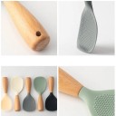 Lingură de orez din silicon pentru bucătărie, 21 x 7,5 cm, lingură din lemn antiaderentă, ustensilă de bucătărie rezistentă la căldură 7