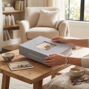 Λινό φωτοάλμπουμ 300 φύλλων 22,6 x 17,7 εκ. Με παράθυρο για φωτογραφία σε κάλυμμα Υφασμάτινο κάλυμμα Για οικογενειακές φωτογραφίες 11