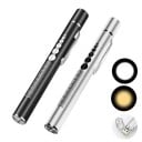 Linterna LED de diagnóstico recargable 14 × 3 × 1,7 cm luz blanca y amarilla USB linterna de bolsillo 2