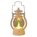 Linterna LED navideña con árbol de Navidad Linterna de plástico blanca con luz cálida intermitente Decoración para mesa o para colgar 3