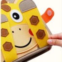 Livro Ativo Montessori de Feltro Girafa Busy Book 20 x 20 cm Elementos removíveis com velcro Brinquedo sensorial para crianças dos 3 aos 6 anos 3