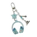 Llavero 5 cm Auriculares Transparentes Mini micrófono Estrella Decoración de plástico para mochila Bolso Accesorio musical 3