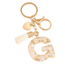 Llavero con iniciales blancas y corazón 4 cm Llavero de resina Adorno decorativo para bolso Mochila Regalo 7