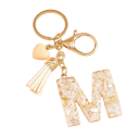 Llavero con iniciales blancas y corazón 4 cm Llavero de resina Adorno decorativo para bolso Mochila Regalo 12