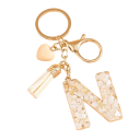 Llavero con iniciales blancas y corazón 4 cm Llavero de resina Adorno decorativo para bolso Mochila Regalo 13
