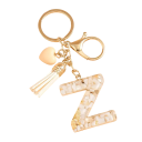 Llavero con iniciales blancas y corazón 4 cm Llavero de resina Adorno decorativo para bolso Mochila Regalo 24