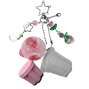 Llavero japonés 6 cm Pastel de huevo rosa Mini postre Kawaii Llavero para mochila bolso Decoración adorable 2