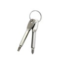 Llavero metálico con juego de 2 mini destornilladores, plano y de cruz, con presilla para colgar para pequeñas reparaciones y uso diario. 4
