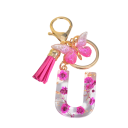 Llavero Rosa de 5 cm Llavero de Resina con Iniciales y Flores Adorno Decorativo para Bolso Mochila Regalo para Mujeres 18