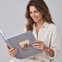 Lniané fotoalbum 200 stron 22,6 x 17,7 cm Z okienkiem na zdjęcie w oprawie Tkaninowa okładka Na rodzinne zdjęcia i jako prezent 10