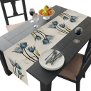 Lniany bieżnik na stół z motywem tulipanów rustykalny styl wiejski 33 × 183 cm lniana dekoracja stołowa na kuchenny stół jadalny 1