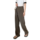 Locker sitzende Abendhose für Damen mit hoher Taille Gerader Schnitt Elegante Arbeitshose Lässiger Stil Knopfverschluss 2