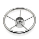 Lodné kormidlo z nerezovej ocele päťpaprsčné priemer 285 mm hĺbka 80 mm náboj 17 až 19 mm leštené strieborné na loď jachtu a motorový čln 2