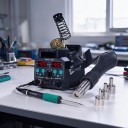 Lödstation 2i1 med varmblåspistol 775 W, T12-spetsar, LED-display, 220 V EU, svart, för lödning och reparation av SMD-elektronik 6