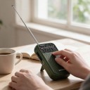 Lommerradio 12,5 x 2,8 x 7,2 cm i retro stil med 4 bånd FM1 FM2 MW og SW med DSP signalbehandling og teleskopantenne til rejser 2