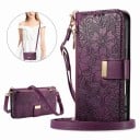 Lompakkokotelo Samsung Galaxy S24:lle olkahihnalla ja rannekkeella, käännettävä suojus korttipaikoilla ja vetoketjullisella taskulla 9