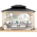 Lona transparente à prova de água com ilhós 3 × 4 m proteção para cobertura de terraços, pérgulas, varandas e espaços exteriores 1