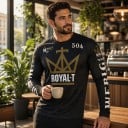 Long Sleeve Motocross Jersey with Large Crown Design on the Chest with Number and Text on the Sleeves for Off-Road Motorcycle Riding 3