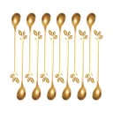Long Stainless Steel Tea Spoon Decorative Leaf Handle Dessert Spoons for Coffee Tea Ice Cream Fruit Elegant Cutlery 12pcs 1