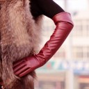 Long Women's Gloves Made of Artificial Leather 6
