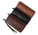 Long Zip Wallet 19 x 10.5 x 4 cm Large Capacity Wrist Strap Synthetic Leather With Clip for Everyday Use 4
