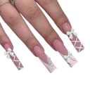 Longs ongles carrés artificiels 24 pcs Ensemble DIY mignon pour femmes et filles Conseils élégants et durables avec colle et lime Manucure à domicile 1
