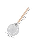 Lopata na pizzu s dierovanou guľatou hlavou 18 x 40 cm Hliníková servírovacia lopatka s drevenou rukoväťou Dierovaná okrúhla pizza lopatka Kuchynské náčinie 2