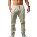 Losse katoenen en linnen herenbroek, effen kleur, casual broek voor heren, zomerse luchtige broek, comfortabele pasvorm voor vrije tijd 6