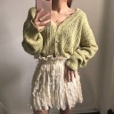 Løst strikket sweater med knapper til damer 4
