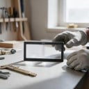 Loupe dioptrique pour casque de soudage 0,75 dioptrie Taille 11 x 5,5 cm Épaisseur 3 mm Verre Cadre noir Pour un soudage précis 4