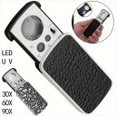 Loupe pliable avec éclairage LED et lumière UV, grossissement 30x, 60x, 90x, portable, pour bijoux, pièces de monnaie, billets de banque, timbres 3