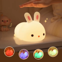 Luce notturna LED wireless a forma di coniglio 1200 mAh Lampada per bambini in silicone Lampada USB Luce calda e colori cangianti 2