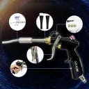 Luftpistol til rengøring af bilens interiør højtryks blæser med børste og roterende dyse 360° metal sort til bilpleje 4