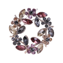 Luksuriøs rhinestone broche 4 x 4 mm i form af ring Farverig bladkrans med blomster Zinklegering Elegant smykke 5