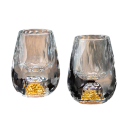 Luksusisk krystalglas til shots 15 ml 3 x 6 x 2,5 cm Diamantslibning Gulddekoration 24K folie Gaveglas til alkohol 3