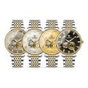 Luksusiske herre mekaniske ure med udsigt til urværket Luminiserende visere Urkasse 42 mm Rustfrit stål Sølv-guld armbånd Vandafvisende 1